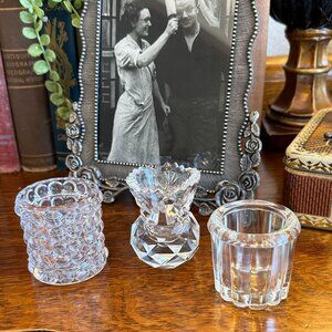 Antique1888 "Thousand Eye" Toothpick Holder Bundle, Cut Crystal, French Jam Jar